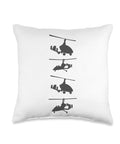Autogyro Gyroplane Silhouette Throw Pillow For Gyrocopter Fans And Aviation Enthusiasts Perfect Pilot Gift Flight Nerd Decor Home Office Cushion For Gyroplane Aficionados, featuring black autogyro silhouettes on white background.