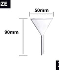 Four Piece Borosilicate Glass Funnel Set With 100mm 75mm 50mm And 40mm Diameters And Long Stems High Temperature Lab Grade Durable Chemical Resistant Reusable And Easy To Clean, 50mm funnel, 90mm tall