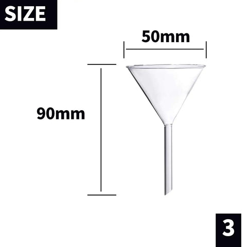Four Piece Borosilicate Glass Funnel Set With 100mm 75mm 50mm And 40mm Diameters And Long Stems High Temperature Lab Grade Durable Chemical Resistant Reusable And Easy To Clean, 50mm funnel, 90mm tall