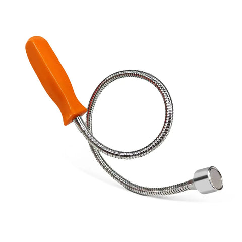 Flexible Magnetic Pickup Tool With 22.8 Inch Reach Bendable Retrieval Stick That Holds Up To 20 Lb Magnetic Pull Reaches Tight Spots Easily Chrome Electroplated Shaft Mechanic Style Handle Perfect Gift For Men Dads And Gearheads