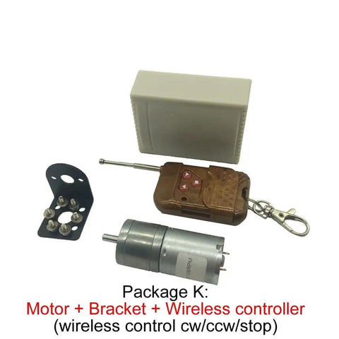 Premium 12V Dc Micro Gear Motor With Low Speed Reducer Box delivers smooth torque output with wireless controller and bracket.