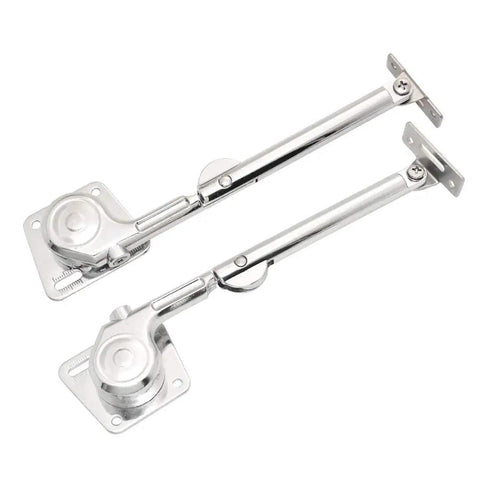 Dual pack metal toy box lid stay with 100 degree open and soft close, tool free easy install, left right hinges for safety.