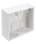 Front view of Surface Mount Backbox Dual Gang 1.89 Inch Deep White Model 42777-2WA For Multimedia Wallplates QuickPort Compatibility