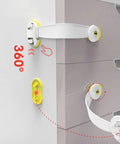 Two Pack Kidproof Safety Locks For Cabinets Drawers And Fridges With ABS Material Easy Install Anti Pinch Latch featuring 360-degree rotation