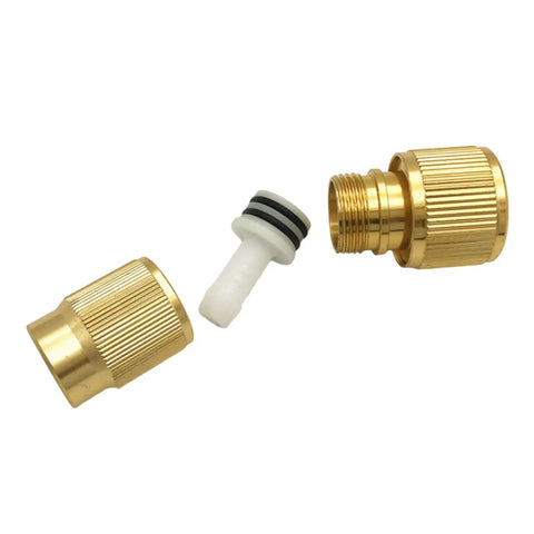 Two Piece Garden Expandable Hose Repair Kits With Tough Aluminum Faucet Adapter Connectors To Fix Leaks And Save Your Watering Setup For Sprinklers Or Car Wash Fast And Easy, gold hose fittings