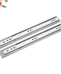 Beefy Heavy Duty Steel Drawer Slides With Buffer Closure And Smooth Load Bearing, Three Section Guide Rail, Silent Double Row Ball Bearings, Sturdy Silver Drawer Track For Kitchen Cabinets And Dresser Drawers, silver steel pair