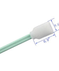 100 Pack 5.1 Inch Foam Cleaning Swabs For Solvent Inkjet Printers And Roland Optical Equipment With Open Cell Foam Heads And Plastic Shaft, Great For Precision Cleaning And Safe Maintenance. White foam swab with 0.9in head and 0.5in tip on green shaft