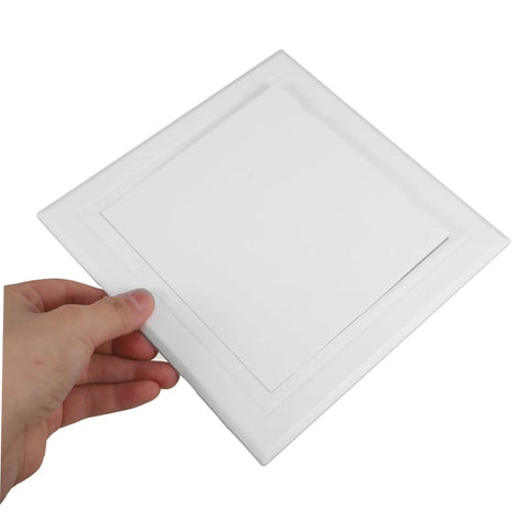 Heavy Duty Abs Access Panel For Drywall Ceilings, shown being held, ideal for easy installation over plumbing access.