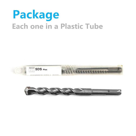 SDS Plus masonry drill bit set, 30-piece, 5/32 in x 6 in; two bits: one in plastic tube, one loose.