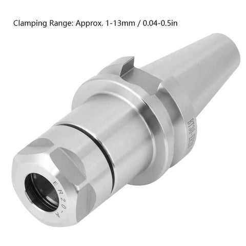 ER20 70 Collet Tool Holder For CNC Lathe And Milling Accessories, 40Cr alloy steel, side view, showcased with clamping range details