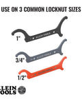 Conduit Locknut Wrench Set in Compact Alloy Steel Design With Magnetic Storage Built For Tight Spots Includes One Half Inch Three Quarter Inch And One Inch Wrenches
