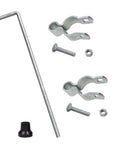 Heavy Duty Gate Drop Rod One And Three Eighths Inch By Thirty Two Inch Cane Bolt For Chain Link Fence Stabilizes Single Or Double Gates With Removable Rubber Foot For Extra Stability And Easy Ground Contact 1 Pack displayed with fittings.