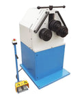Heavy Duty Hydraulic Roll Bender Machine With 3Hp Motor And Two Inch Roller Shaft, showing three rollers and control pedal.