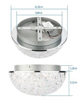 LED Ceiling Light Fixture Flush Mount With Crystal Dome Modern Chandelier dimensions and chrome-plated finish