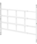 Carbon Steel Fixed Four Bar Window Grill For Home Security And Kid Safe Living Twenty One And One Quarter Inch White Black Finish Non Egress Guard With Three And Seven Eighth Inch Bar Spacing And 0.048 Inch Thick Tubing