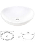 White Vessel Sink And Brushed Nickel Faucet Combo For Above-Counter Bathroom Vanity, 16x13 Inch Oval Sink, Kaolin Porcelain