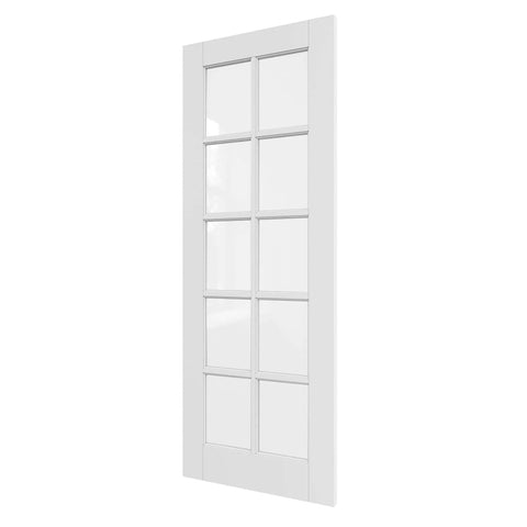 24 By 80 Interior French Door Slab With 10 Frosted Glass Panels Solid Core Pre Finished Single Panel Shaker Style Door
