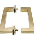 Stainless Steel 304 Grade Tubular Back to Back Shower Door Pull Handle 6 Inch Center to Center Square Satin Brass Finish Pair Pack
