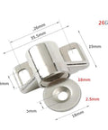 Magnetic Door Catch Set Heavy Duty Zinc Alloy Cabinet Latch dimensions in silver with screws, 4 Pack for kitchen bathroom doors