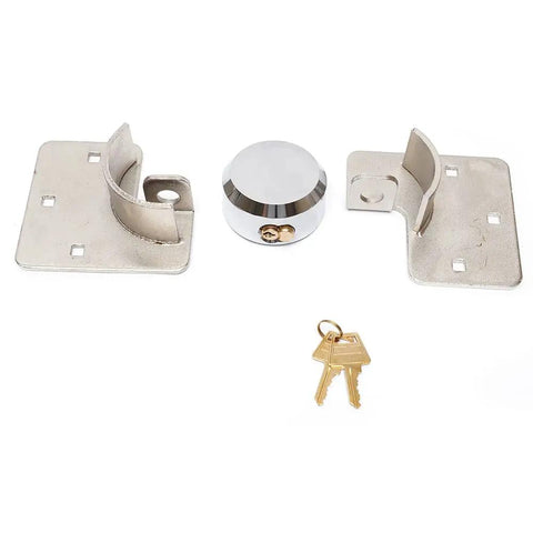 Two Pack Beefy Shackle Padlocks For Garage And Shed Doors With Keys Heavy Duty Chrome Plated Steel Lock Anti Cut Anti Saw Security Hasps For Van Cargo Trailer displayed on white background
