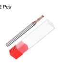 2 Pack 2.5mm Square Nose End Mills 4mm Shank, 2 Flute CNC Router Bits Built Tough With HRC55 Carbide And AlTiN Coating, shown with packaging