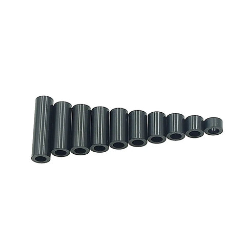 Black ABS Round Spacers Kit For M4 Screws, Unthreaded Standoffs, Metric 7Mm OD By 4.2Mm ID, 10 Size Range From 4Mm To 25Mm, 120 Pieces
