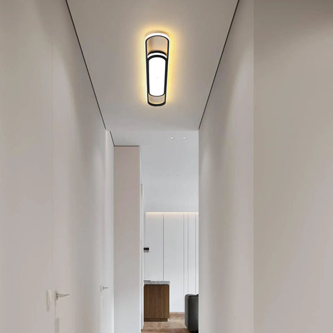 Modern Dimmable LED Chandelier Flush Mount Ceiling Light With Remote Control, hallway view with ambient lighting