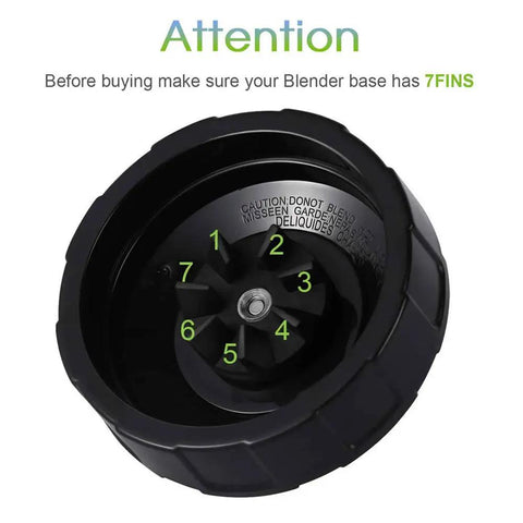 Two Pack 7 Fin Bullet Blade Replacement Parts For Blenders, Heavy Duty Bullet Blades For High Speed Blending, Black blade close-up