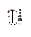 USB Charged Electric Fuel Transfer Pump For Gas Cans And Jugs with nozzles and fix clip, visible components include hose and adapters