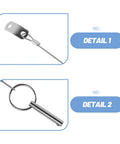Stainless Steel Boat Bimini Top Pins Quick Release 2 Pack With Lanyard Tough Marine Canopy Hardware For Sailboats And Yachts Easy Install And Secure Fit For Daily Maintenance And Emergency Repairs, close-up of stainless steel pin and lanyard