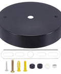 WADORN 2 Sets Ceiling Canopy Cover Plate for Pendant Light Kit with black iron mounting plate and hardware accessories.