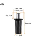 24 Pack Black Plastic Cabinet Door Repair Pins Heavy Duty Spring Loaded Damper Replacement Hardware For Kitchen Cabinets And Furniture Quick Snap No Fuss Axis Connector size and measurement details.