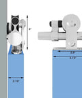 Diagram of 15Ft Stainless Steel Sliding Barn Door Track Kit Top Mount T Hanger Set for single door installation measurements