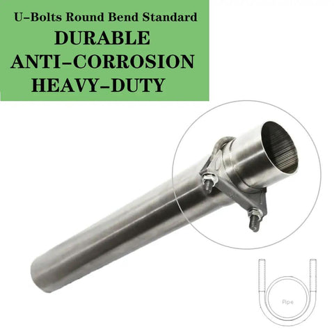Heavy Duty 2.5 Inch Muffler Exhaust Clamp Stainless Steel U Bolt For 2.5 Inch Pipes, Clamp On Tip Pipes Connection, close-up view