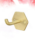 Top Shelf Brass Wall Hooks For Towels And Mugs No Sweat Rust Proof Bathroom Hanger with sleek hexagon design and gold finish.
