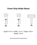 Carbon Steel Power Strip Mount Wall And Desk Bracket For Surge Protectors side and front view with measurements.
