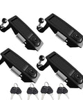 4-pack black flush-mount compression latch locks with keys; zinc alloy, hand-operated.