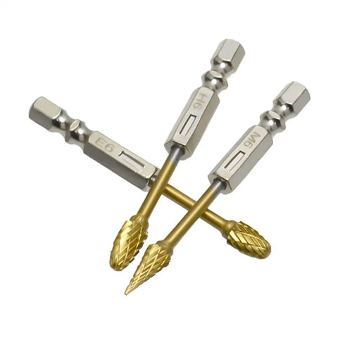 Top Shelf Tungsten Carbide Rotary Burrs With Kickin Cutting Speed And Quarter Inch Hex Shank for precise metal and wood work.