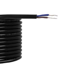 Renogy battery temperature sensor cable, close-up view; coiled black sheath with blue and brown exposed leads