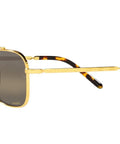 Side view of Unisex Caravan Square Sunglasses RB3636 With Polarized Clear Gradient Dark Brown Lenses In Legend Gold Frame 58 mm Full Rim