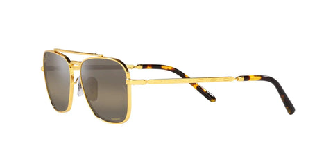 Side view of Unisex Caravan Square Sunglasses RB3636 With Polarized Clear Gradient Dark Brown Lenses In Legend Gold Frame 58 mm Full Rim