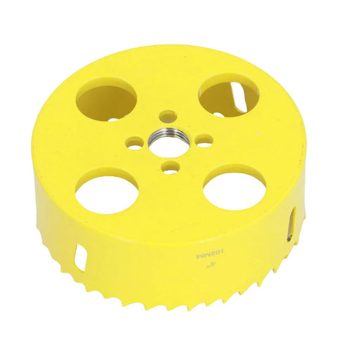 Rock Solid 4-25 Inch Bimetallic Hole Saw Kit For Recessed Lights And DIY Pro Jobs With Dust Bowl And Extras To Cut Wood Metal Pipes Smoothly, yellow 108mm hole saw