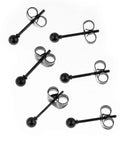 316L Surgical Steel Black Ball Stud Earrings Set for Men and Women Hypoallergenic Nickel Free Cartilage Ear Rings Three Pairs of 3mm Ball Studs Go To Everyday Wear Minimalist Ear Jewelry, 3 pairs