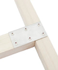 No Fuss Four Pack Heavy Duty Mending Plates Stainless Steel Straight Brackets securing wooden corners in a furniture project.