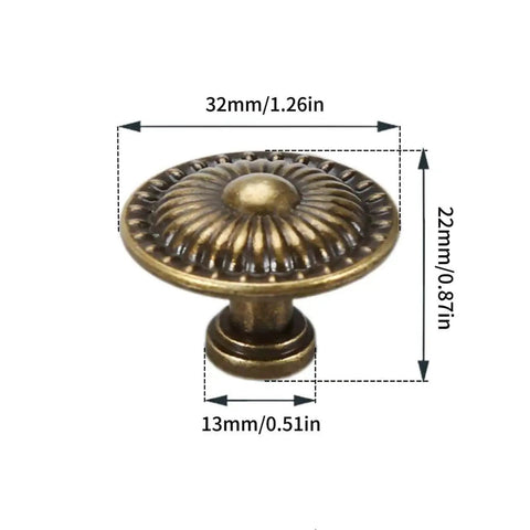 Vintage Bronze Cabinet Knobs Set For Dresser And Cupboard, Rustic Round Drawer Pulls, Durable Zinc Alloy Hardware With Screws