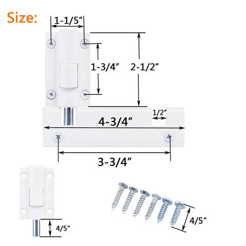 Patio Sliding Door Security Foot Lock Kick Lock dimensions with screws 2 pack