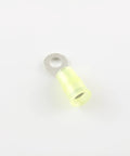 Rock Solid Nylon Insulated Ring Terminals For Hot Rods And Trucks, Ten Gauge With Ten Stud Holes, Damn Good Copper Build, Vibration Resistant Electrical Connectors in a close-up view.