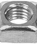 Tough As Nails Zinc Plated Carbon Steel Square Nuts With Zero Spin Anti Turn Design for 1/4 20 coarse thread close-up view.
