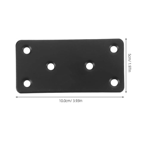 Stainless Steel Flat Straight Brackets With Screw Holes Six Pack Heavy Duty Metal Joining Plates for cabinets and shelves close-up