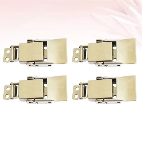 Stainless Steel Toggle Latch Hasp Lock 4 Piece Set For Cabinets And Doors Easy Install Spring Clasp Latches With Added Security For Home Office And Shop Use Random Color, showing a side view of silver latches on a white background.